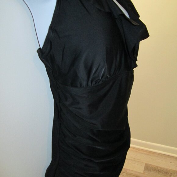 Plus DKNY Ruffle Plunge Underwire Tummy Control One-Piece Swimsuit Sz 18 - Picture 6 of 10